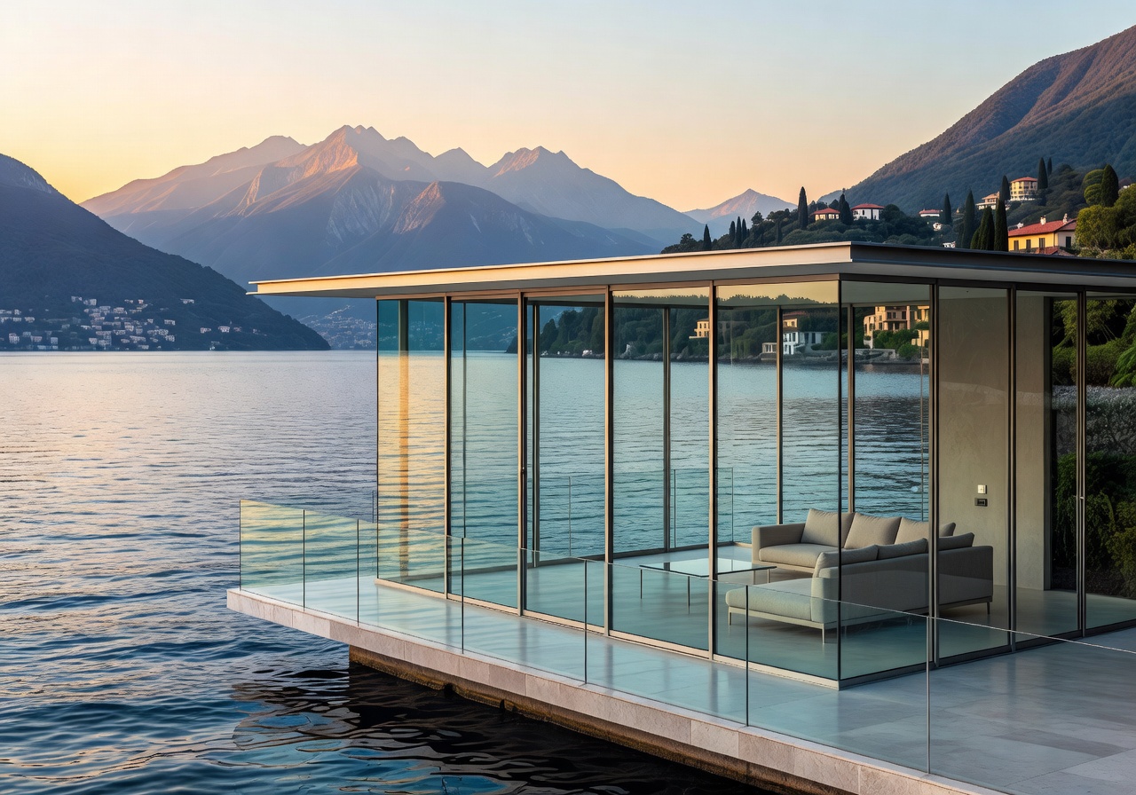 Lago di Como glass pavilion overlooking the lake